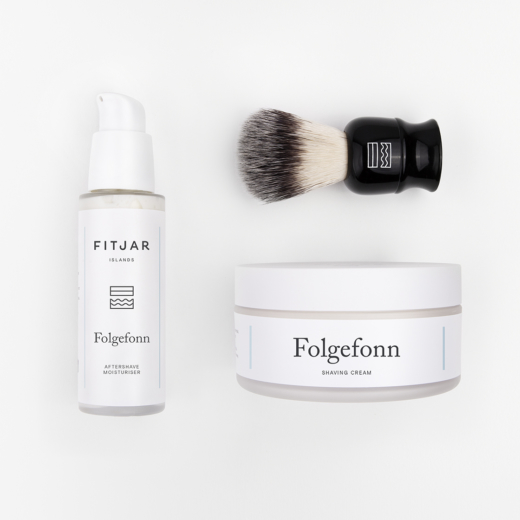 Folgefonn Shaving Cream + Aftershave Moisturiser + Vegan Shaving Brush | FITJAR ISLANDS SETS.